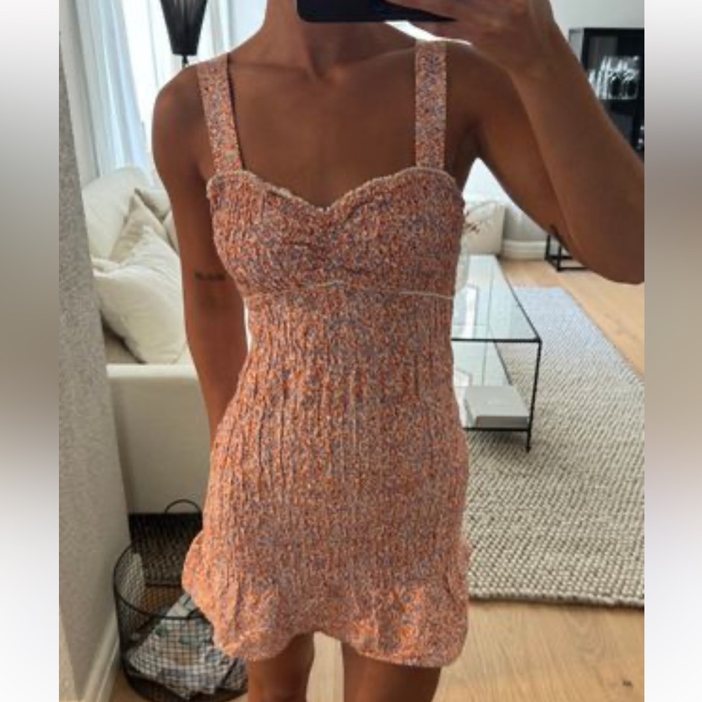 Zara Orange and Pink Mini Dress